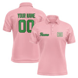 Custom Light Pink Emerald Green Short-Sleeve Polo Shirt