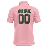 Custom Light Pink Dark Green Short-Sleeve Polo Shirt