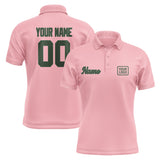 Custom Light Pink Dark Green Short-Sleeve Polo Shirt