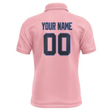 Custom Light Pink Navy Short-Sleeve Polo Shirt