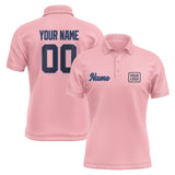 Custom Light Pink Navy Short-Sleeve Polo Shirt