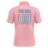Custom Light Pink Light Blue Short-Sleeve Polo Shirt
