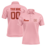 Custom Light Pink Coral Red Short-Sleeve Polo Shirt