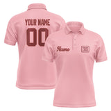 Custom Light Pink Crimson Red Short-Sleeve Polo Shirt