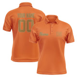 Custom Orange Khaki Short-Sleeve Polo Shirt