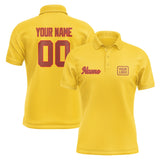 Custom Gold Coral Red Short-Sleeve Polo Shirt