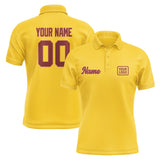 Custom Gold Crimson Red Short-Sleeve Polo Shirt