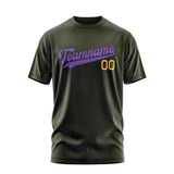 Custom Olive Light Purple T-Shirt