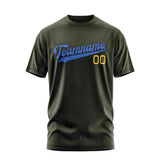 Custom Olive Sky Blue T-Shirt