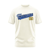 Custom Cream Sky Blue T-Shirt