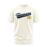 Custom Cream Blue T-Shirt