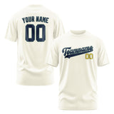 Custom Cream Blue T-Shirt