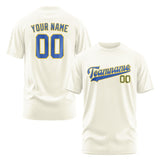 Custom Cream Sky Blue T-Shirt