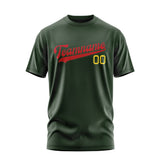 Custom Dark Green Red T-Shirt