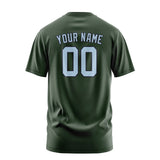 Custom Dark Green Light Blue T-Shirt
