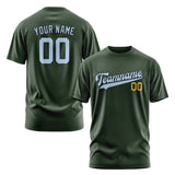 Custom Dark Green Light Blue T-Shirt