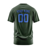 Custom Dark Green Sky Blue T-Shirt