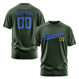 Custom Dark Green Sky Blue T-Shirt