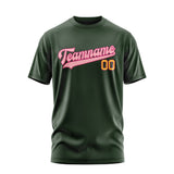 Custom Dark Green Light Pink T-Shirt