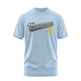 Custom Light Blue Dark Grey T-Shirt