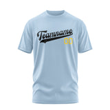 Custom Light Blue Black T-Shirt