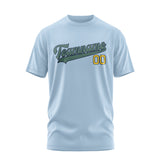 Custom Light Blue Blue Green T-Shirt