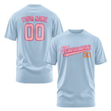 Custom Light Blue Light Pink T-Shirt