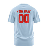 Custom Light Blue Orange Red T-Shirt