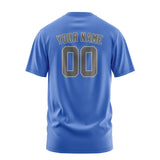 Custom Sky Blue Dark Grey T-Shirt