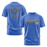Custom Sky Blue Dark Grey T-Shirt