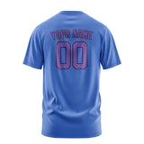 Custom Sky Blue Light Purple T-Shirt