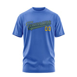 Custom Sky Blue Blue Green T-Shirt
