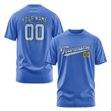 Custom Sky Blue Light Blue T-Shirt