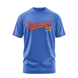 Custom Sky Blue Copper Rose T-Shirt