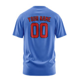 Custom Sky Blue Red T-Shirt