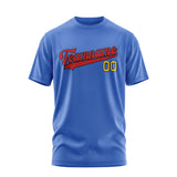 Custom Sky Blue Red T-Shirt