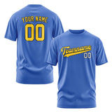 Custom Sky Blue Gold T-Shirt