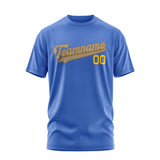 Custom Sky Blue Light Khaki T-Shirt