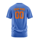 Custom Sky Blue Orange T-Shirt