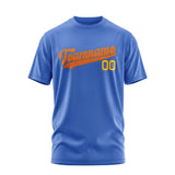 Custom Sky Blue Orange T-Shirt