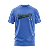 Custom Sky Blue Blue T-Shirt