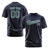 Custom Navy Blue Green T-Shirt