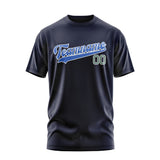 Custom Navy Sky Blue T-Shirt