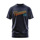 Custom Navy Coral Red T-Shirt