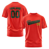 Custom Orange Red Dark Green T-Shirt