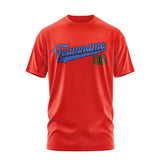Custom Orange Red Sky Blue T-Shirt