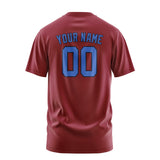 Custom Crimson Red Sky Blue T-Shirt