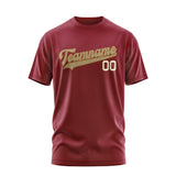 Custom Crimson Red Light Khaki T-Shirt