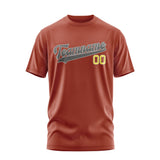 Custom Coral Red Dark Grey T-Shirt