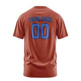 Custom Coral Red Sky Blue T-Shirt
